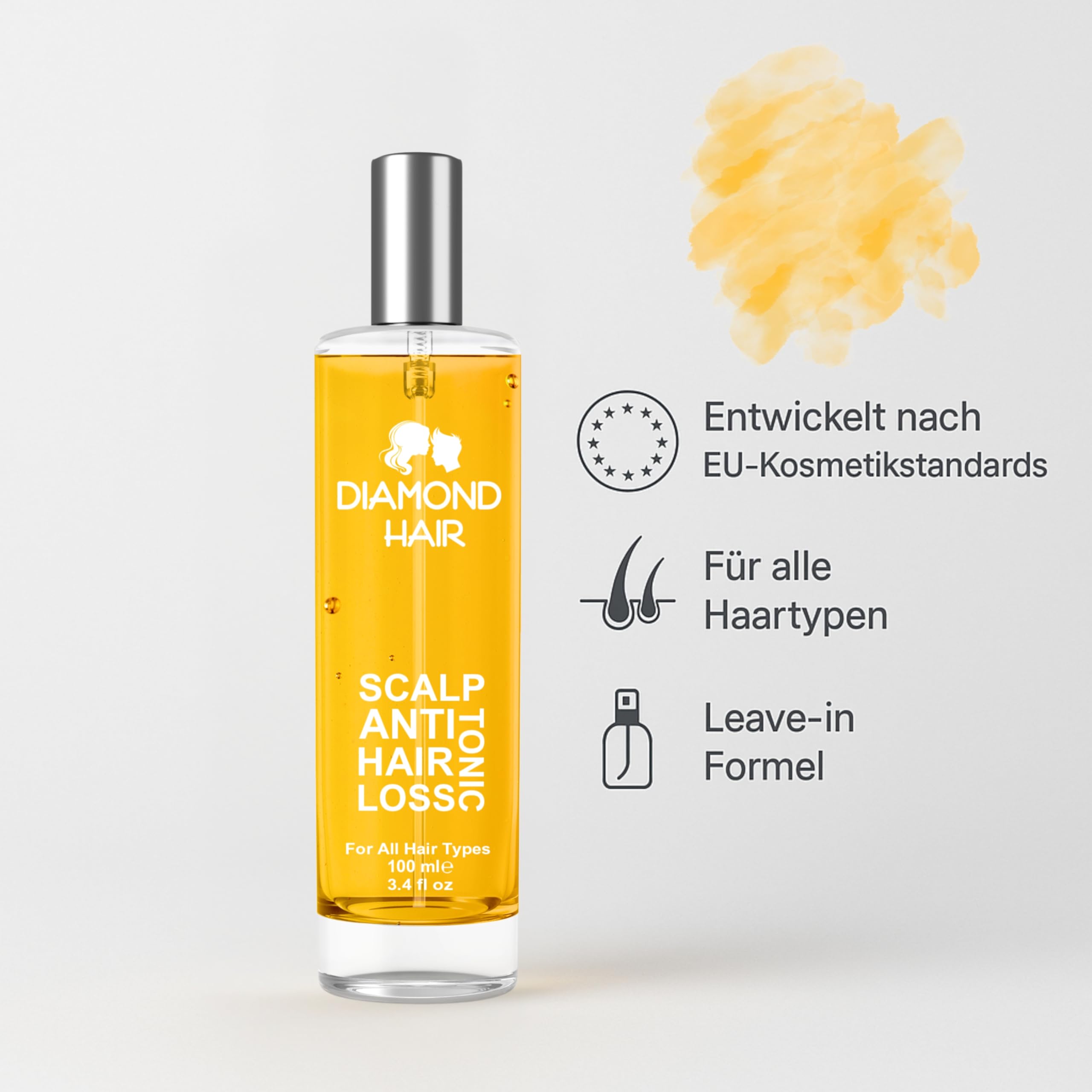 Diamond Hair Scalp Spray tonique anti-perte de cheveux 100 ml – Soin des cheveux à l'huile de romarin pour hommes et femmes, alternative Minoxidil, unisexe, pour adultes, pour démangeaisons, cuir