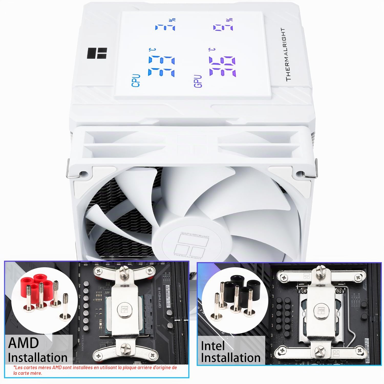 TR-Thermalright Peerless Assassin 120 Digital White CPU-Kühler, Double Tower mit 6 Heatpipes, Dual 120mm PWM Lüfter-1850RPM,Digital Display Board Top Cover, für AM5/AM4,Intel LGA1851/1700/1200/115x