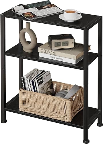 Mesa auxiliar de 3 niveles, mesa auxiliar pequeña, mesa auxiliar de sofá para espacios estrechos, mesa auxiliar delgada, mesita de noche, mesita de