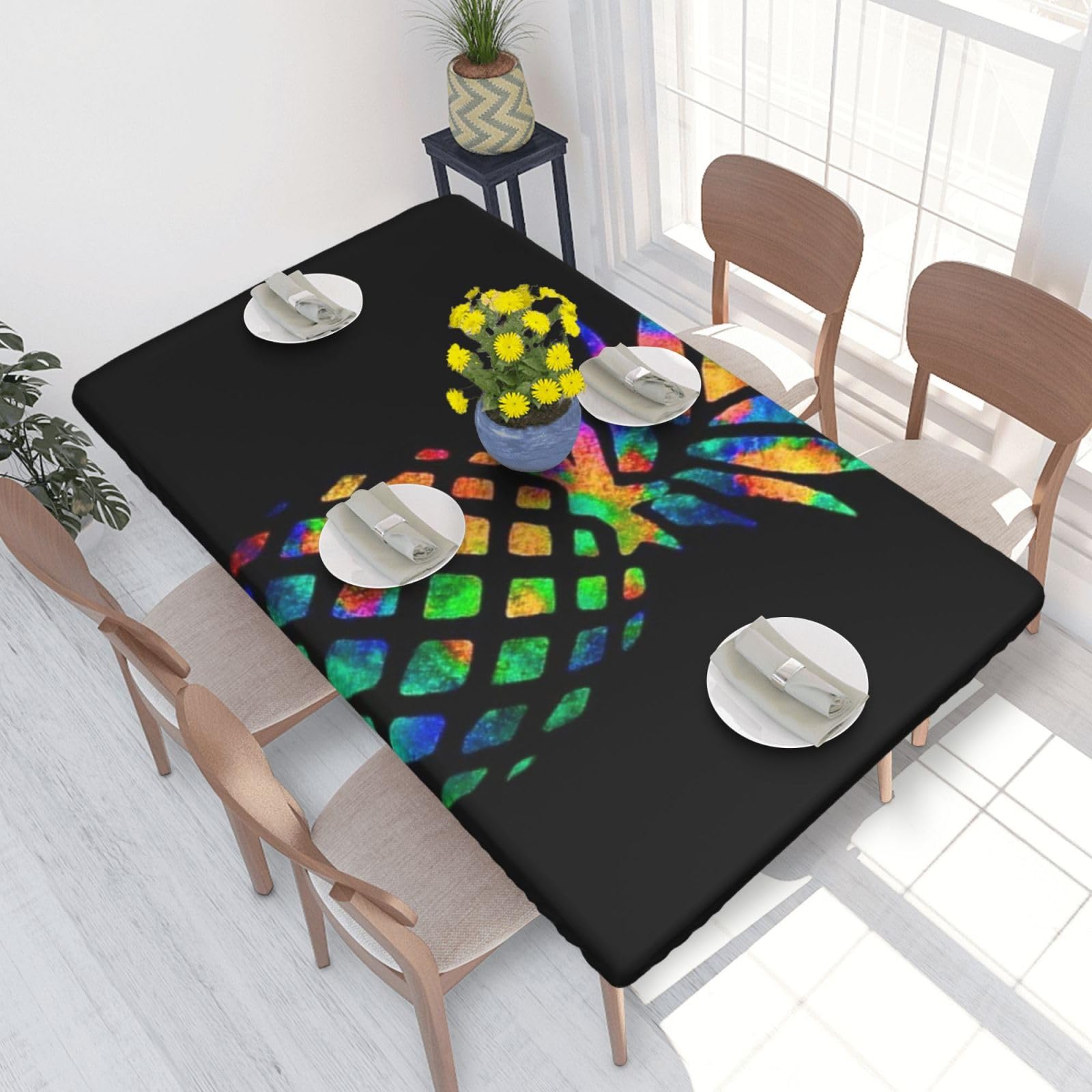 BNVSADC pineapple Printed 4FT Tablecloth 122x76 CM Polyester Kitchen Water Resistant Table Cloth Dining Table Decoration Table Covers
