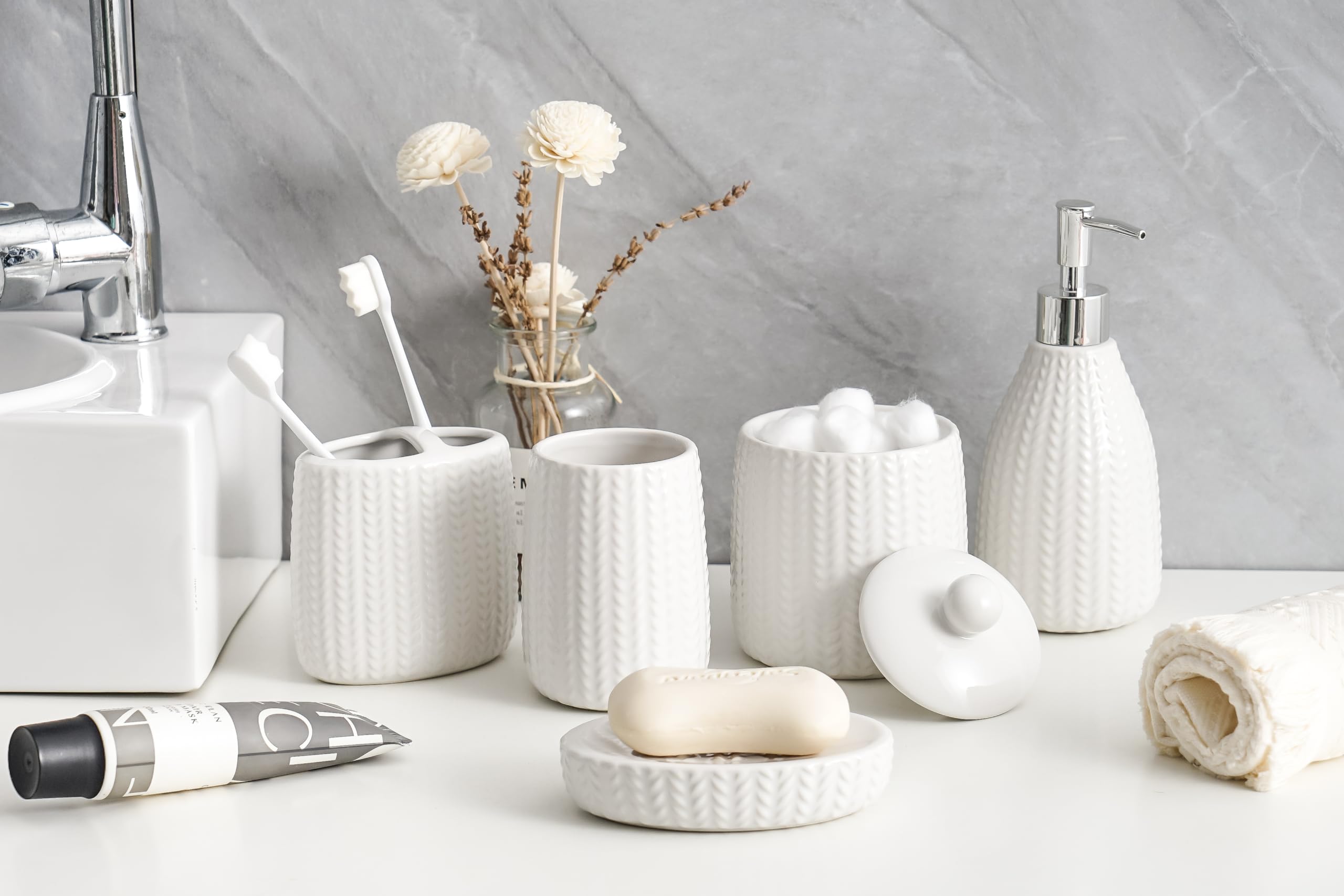 Ceramic Bathroom Accessories Set 5pcs?SURUI Bathroom Accessories Set