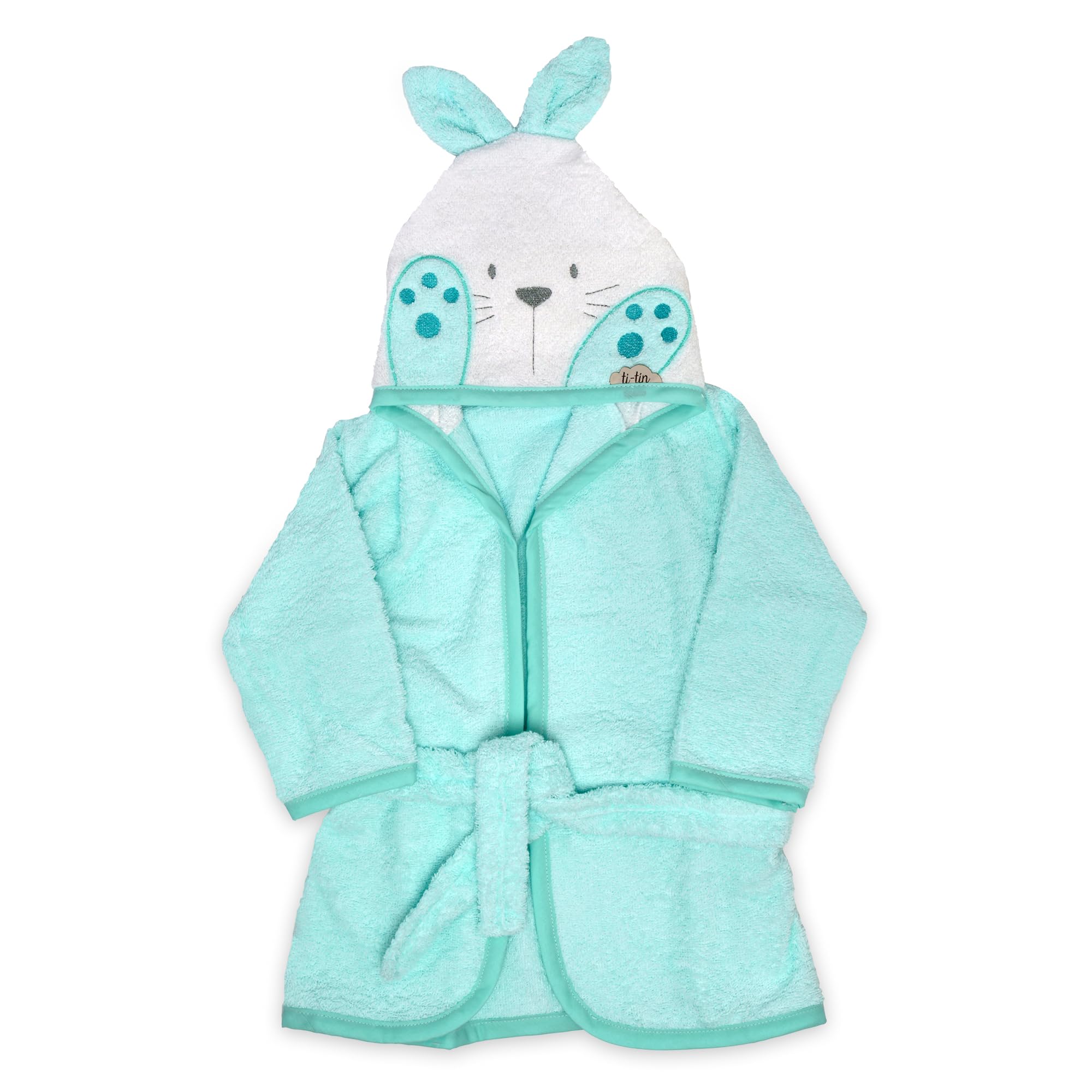 Ti Tin Peignoir à capuche pour enfant 100% coton doux et absorbant Taille bébé de 6 à 18 mois