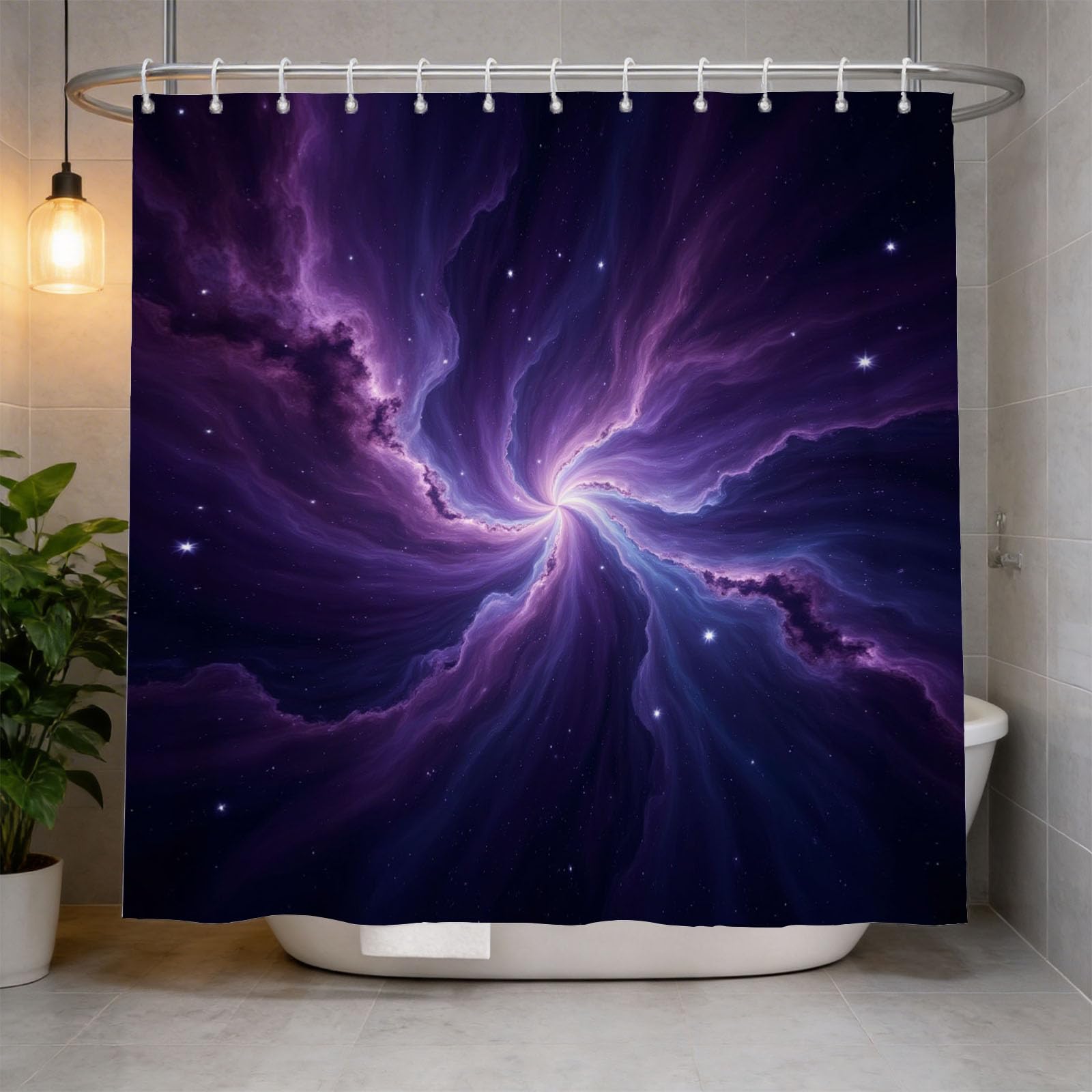 Hongduo 3D Nebula Shower Curtain for Stalls Bathtubs Constellations Bathroom Decor Shower Curtain Set Polyester Fabric Waterproof 200x200cm/79X79 Inch with Hooks