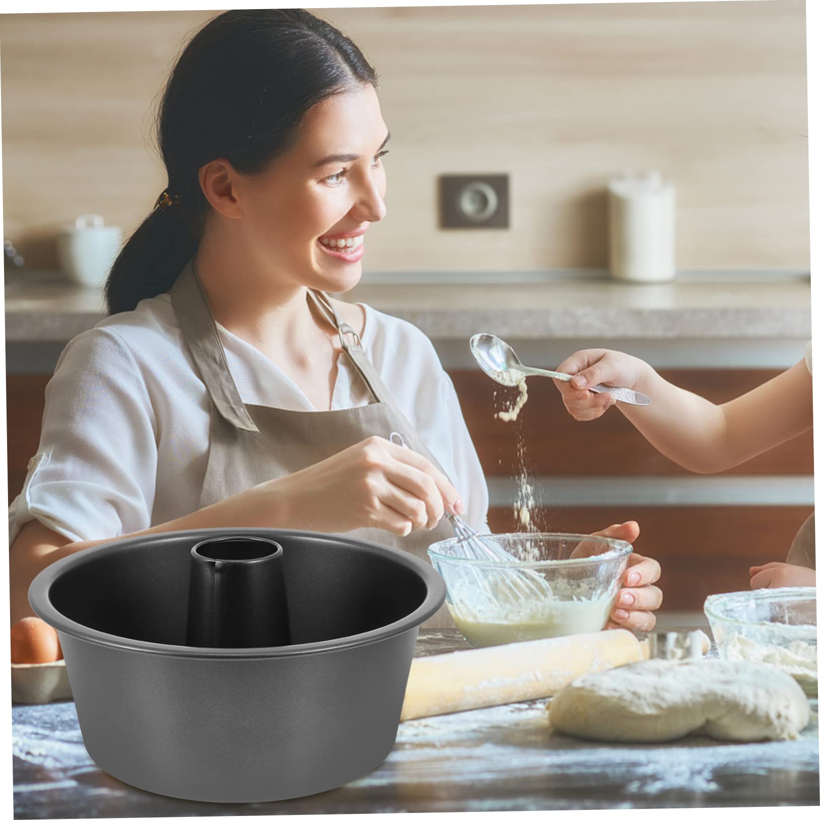 Amosfun 2 Piezas Molde de torta hueco molde para pasteles estriado tarta de queso moldes molde redondo planchas de asar molde de pastel útil herramienta para hornear acero carbono Black