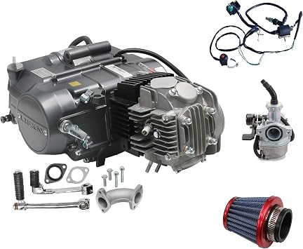 Lifan 125cc 4-Stroke Engine Motor - Manual Clutch, Kick Start, 4-Speed, 428 15T Sprocket, Includes Carburetor, Air Filter & Wiring Harness, Fits CRF50/XR70/XR50/CT70 Dirt Pit Bikes