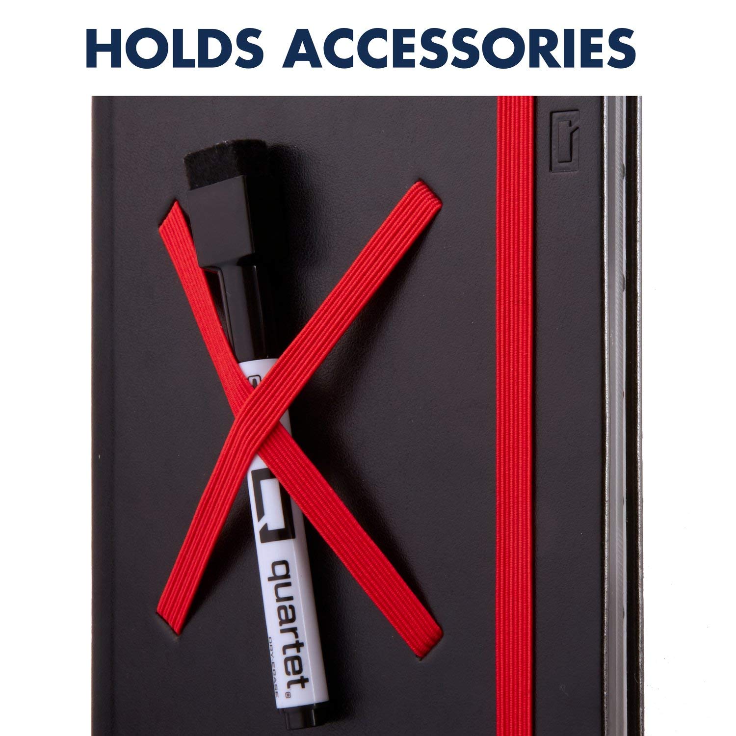 Quartet Portable Glass Dry-Erase Pad, 5" x 8", Closeable Cover, Kickstand, Desktop, White Board, Notepad, Travel, Black (Q090GDPB01)