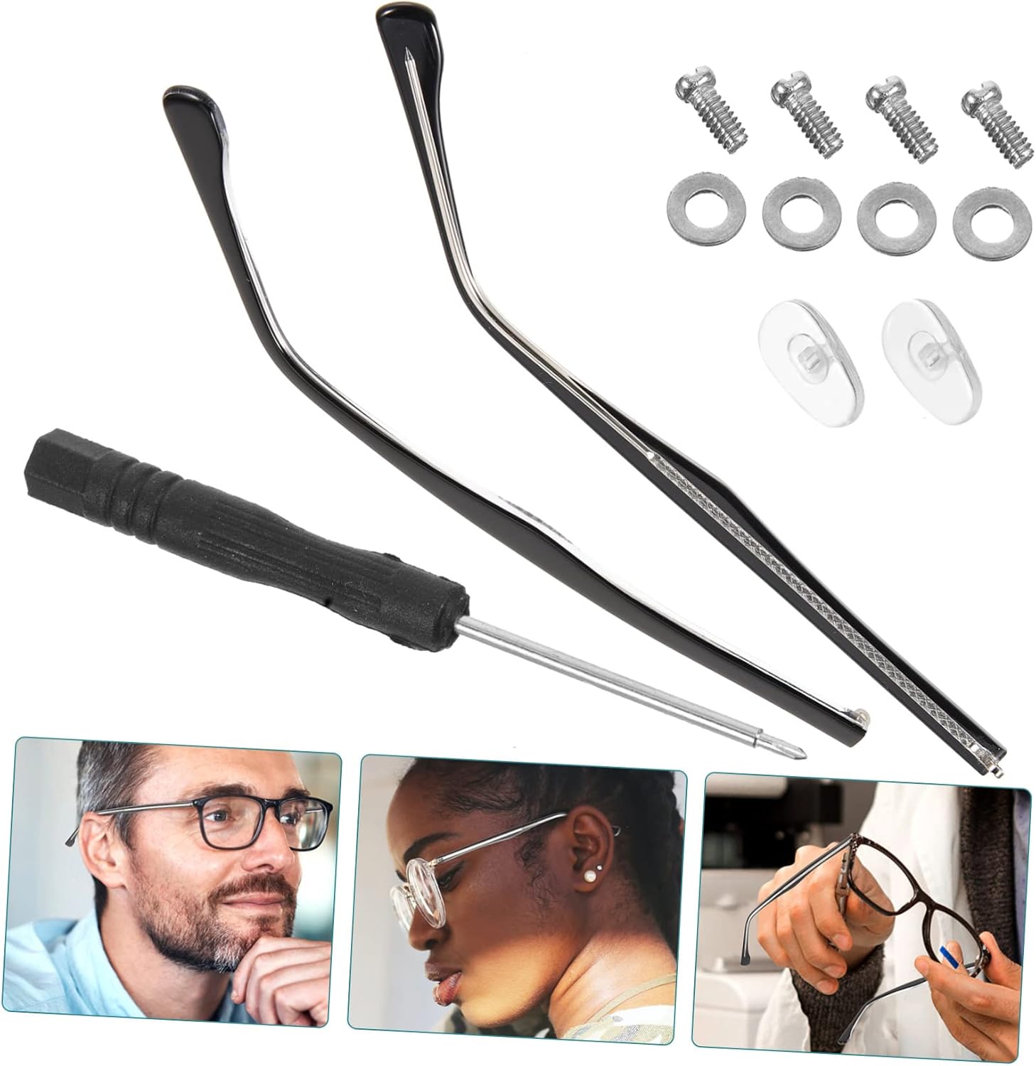 Gatuida 5pairs Eyeglass Replacement Arms Transparent Temples for Repair Durable Eyewear Legs Easy Install Glasses Parts Fit for Frames