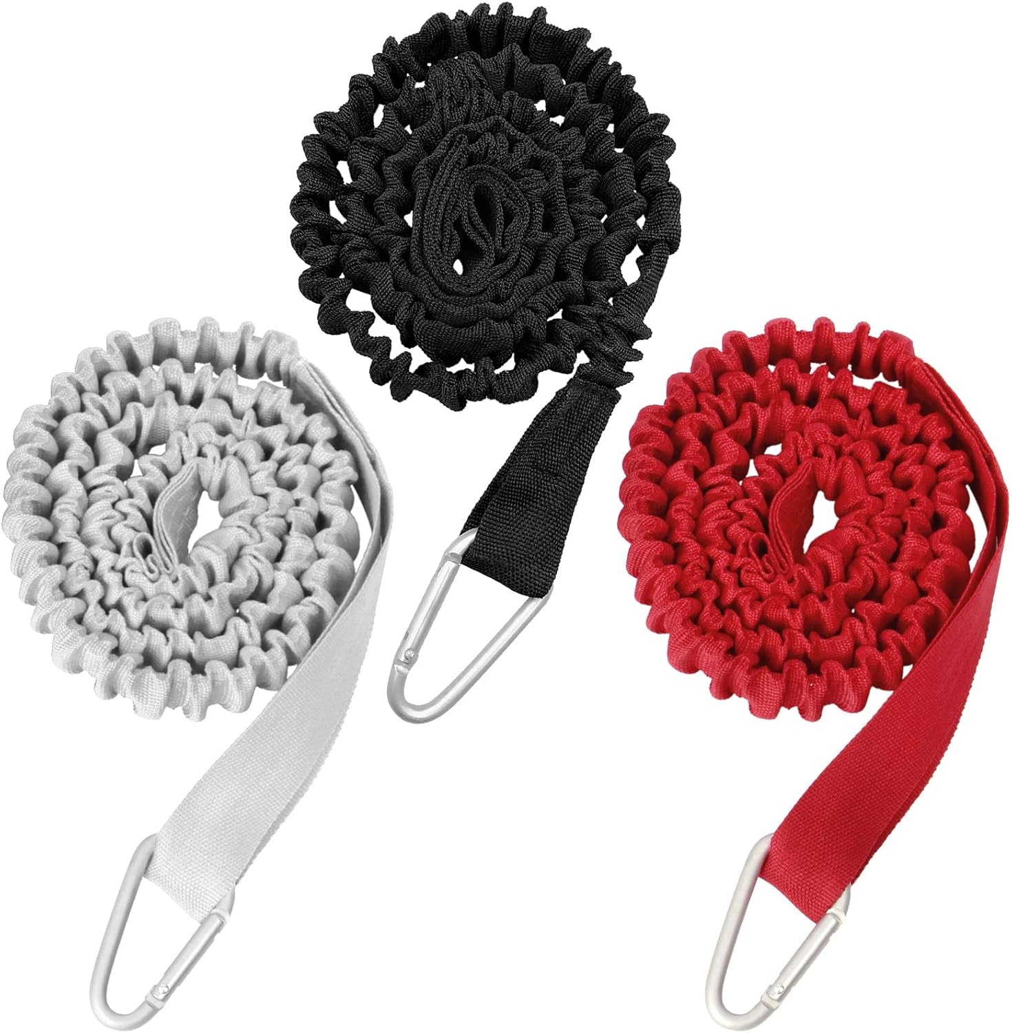 3pcs Stretchable Paddle Leash with D-Shape Carabiner Fishing Poles for Canoe Boat