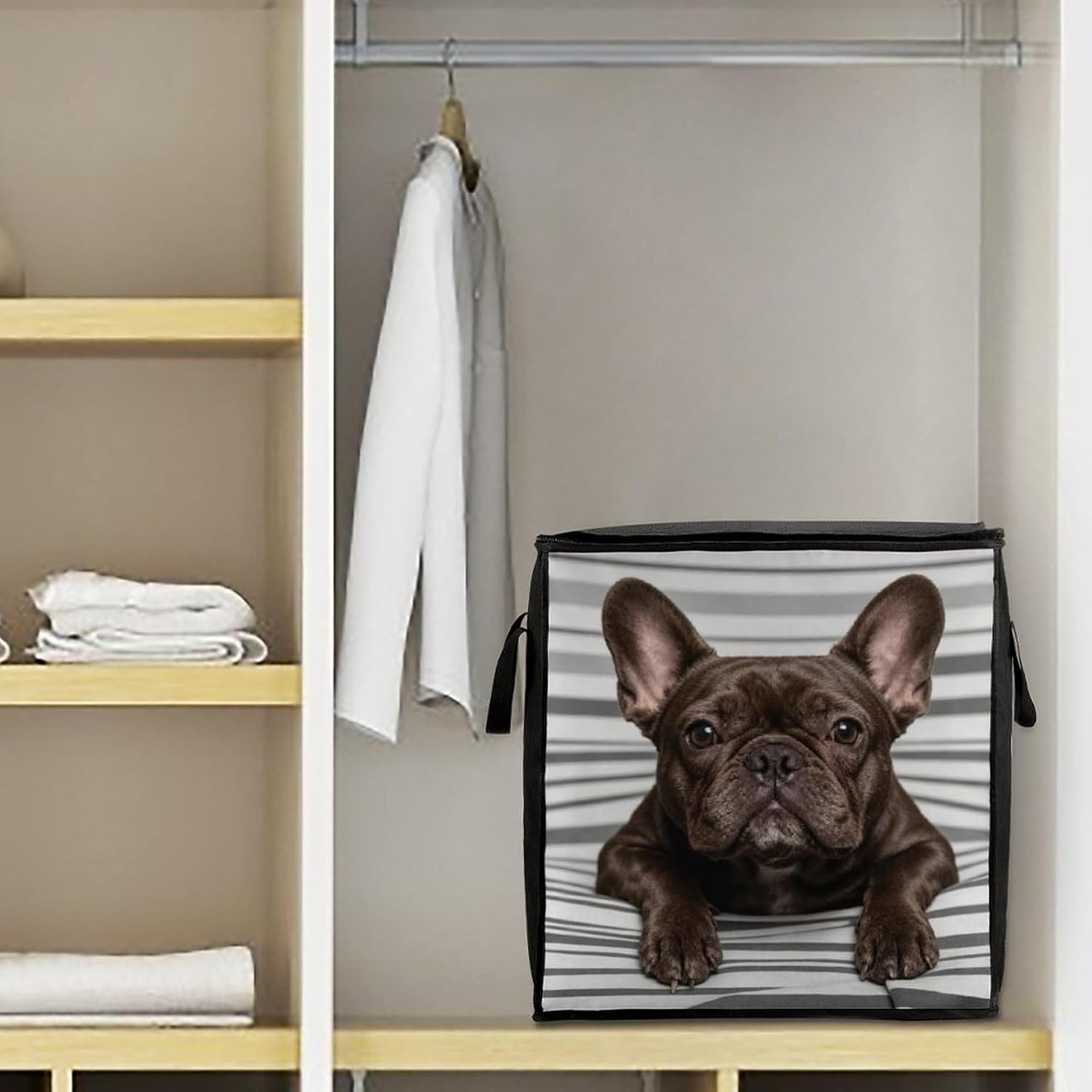 Funny French Bulldog Comforter Storage Bag Moving Bag | Clothes Storage Bins-70L,Moving Bag With Dual Handles For Easy Carrying, Zipper Design Durability for Home,Bedroom,Closet