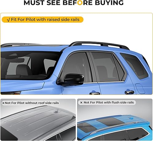 Miniatura 2 de BougeRV Barras transversales para portaequipajes compatibles con Honda Pilot 2016 2017 2018 2019 2020 2021 2022 sin rieles laterales de techo, barra