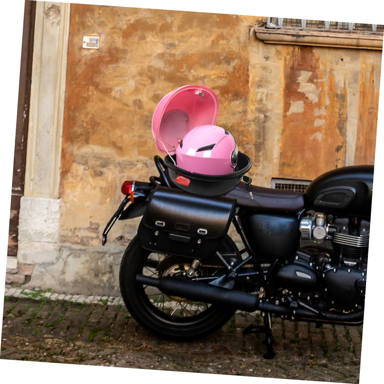 Ciieeo Bauletto Moto in Pp Rosa con Schienale, Design Rinforzato e Interno Capiente, per Viaggio e Conservazione Sicura degli Oggetti