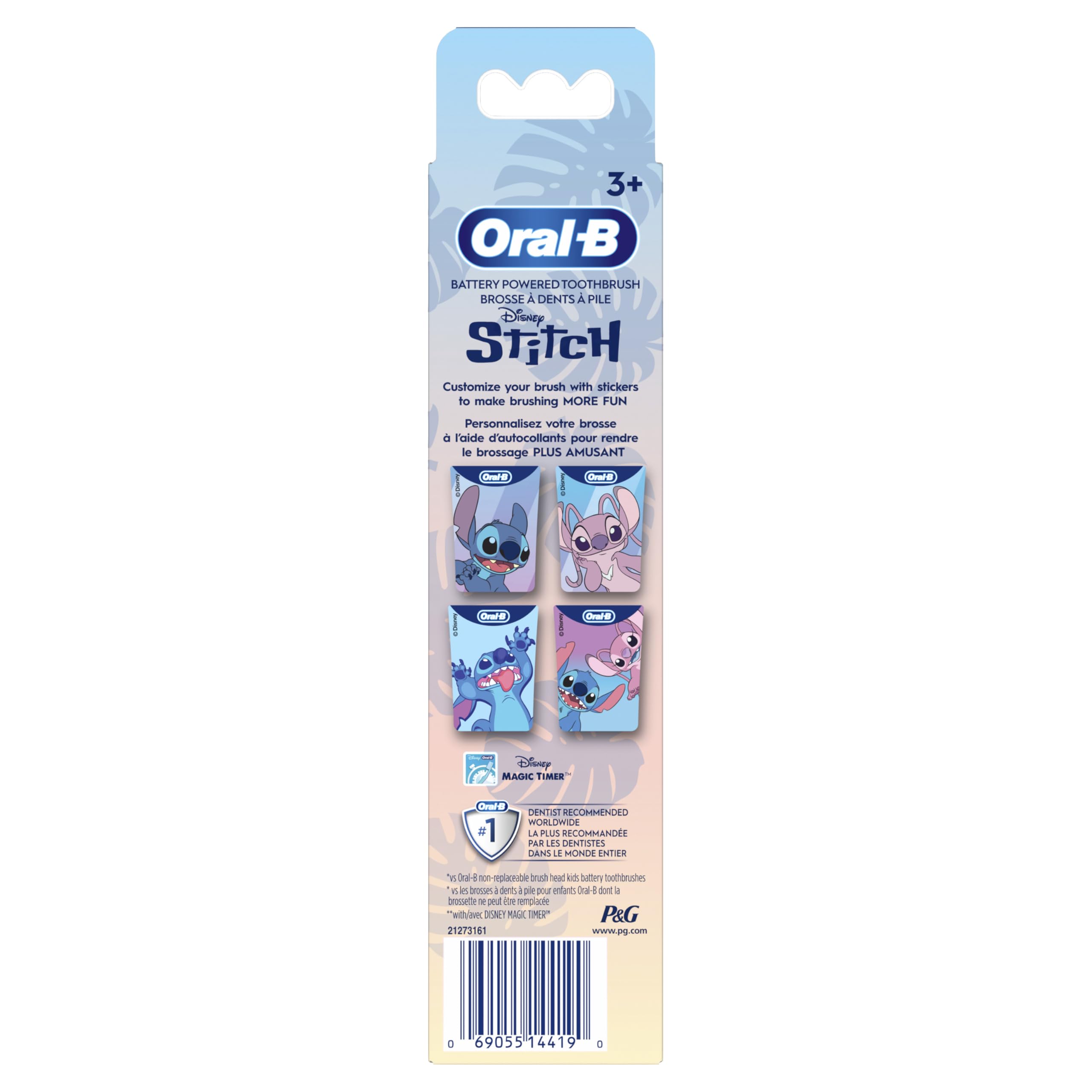 Cepillo de dientes eléctrico para niños Oral-B con batería, con cerdas extra suaves que cambian de color, para niños a partir de 3 años