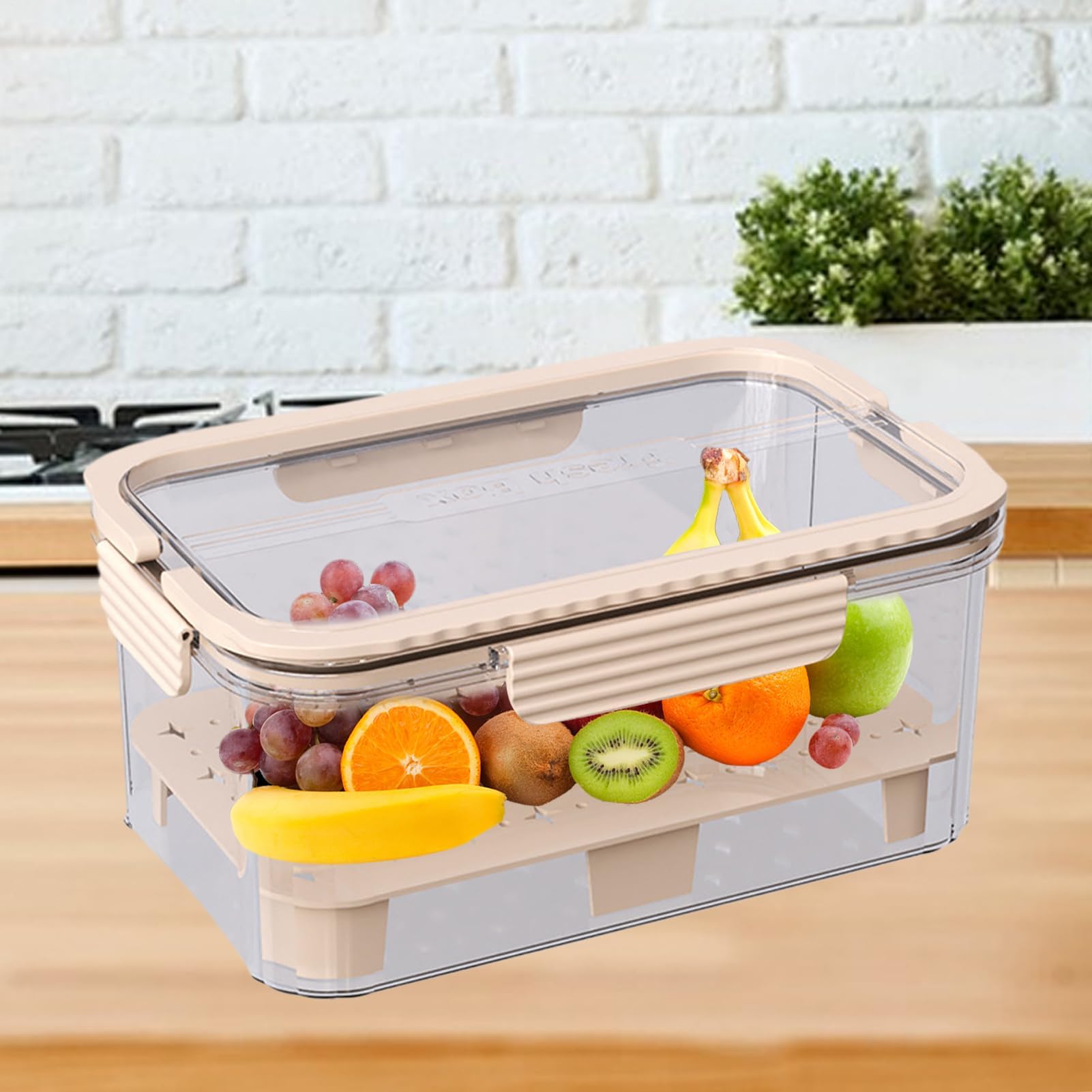 Chrupiące pudełko do przechowywania świeżych produktów – wielofunkcyjny pojemnik z tacą drenażową na warzywa, owoce i mięso - idealny do kuchni, kempingu i pikników