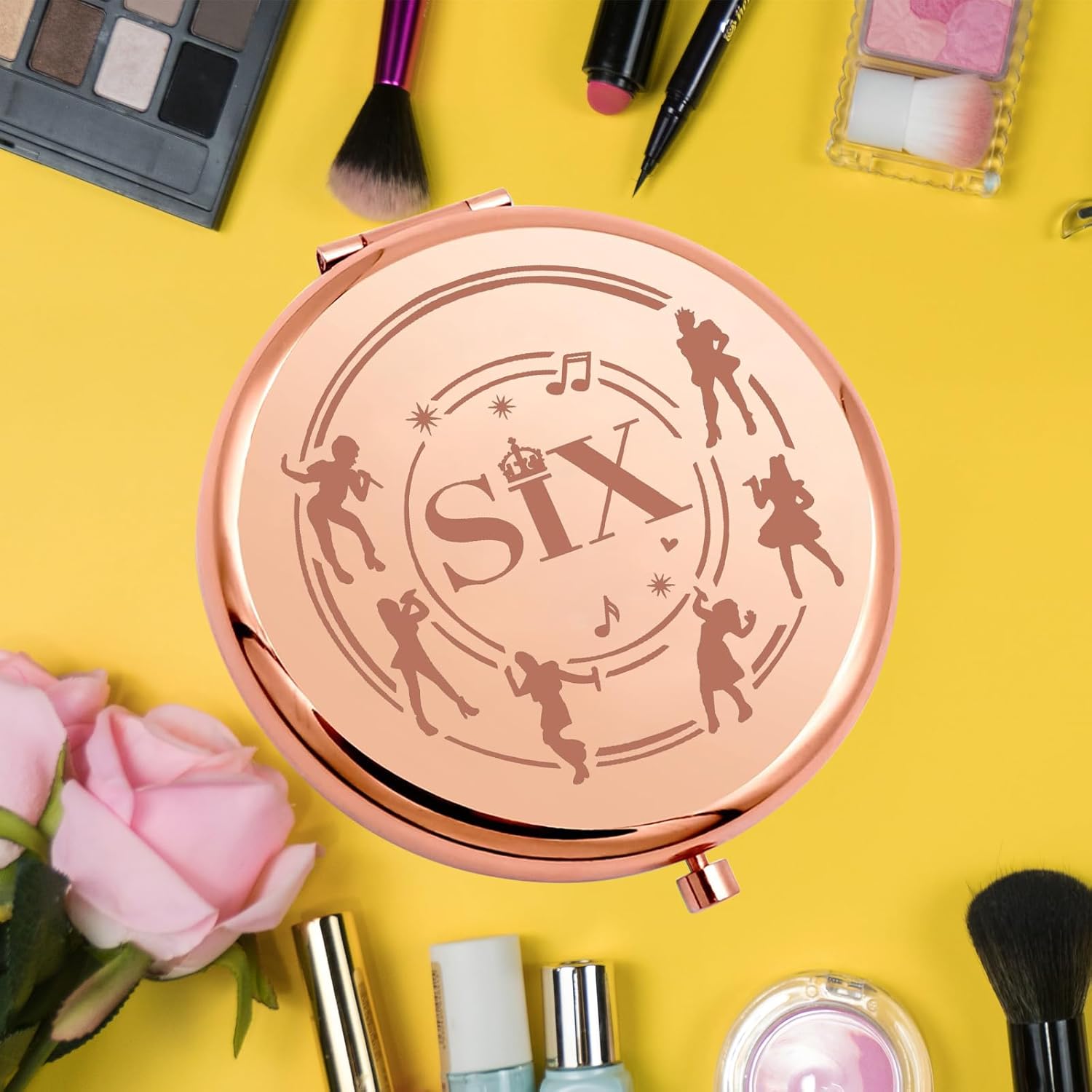 KEYCHIN Six Quuen Pocket Mirror Musical Theater Gift Six Queen Musical Compact Makeup Mirror Musical Merch (SIX-RG) - Image 6