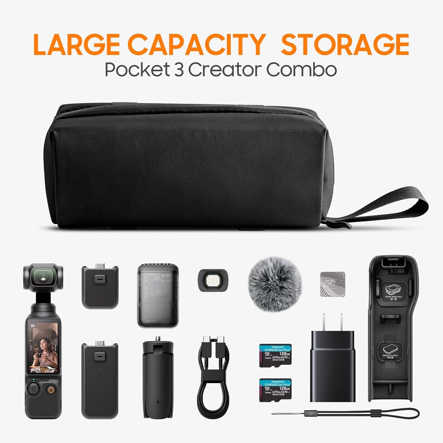 Carrying Case Bag for DJI Osmo Pocket 3 Creator Combo,Portable Waterproof Storage Carry Case,Lightweight Protective Pouch for Camera&Accessories,Large Capacity Handbag for DJI Osmo Pocket 3 - Image 2