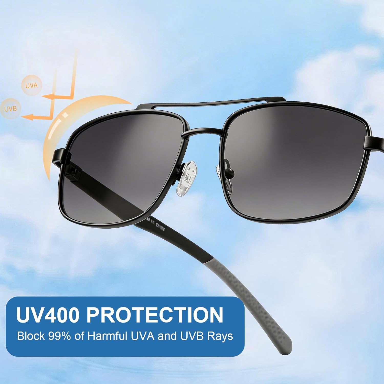 Missfive 2 Pack Upgraded Aviator Reading Sunglasses for Men, Full Lens Sun Readers with Spring Hinge & TR90 Temple