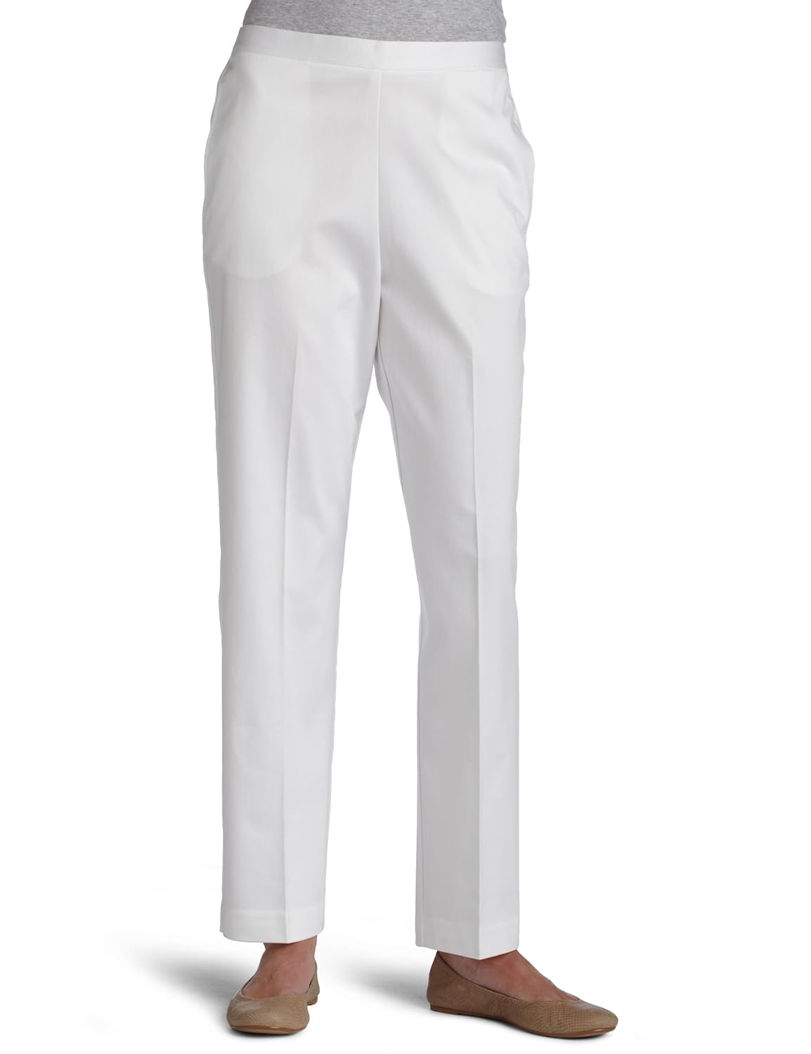 Alfred Dunner Womens Medium Length Pant White 12