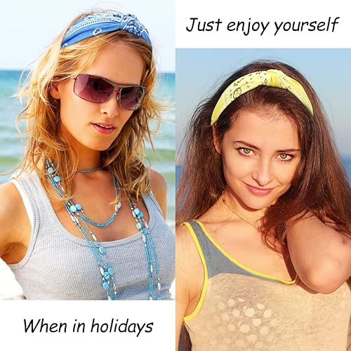 Miniatura 6 de TOBATOBA 10 diademas tipo bandana para mujer, diadema anudada para mujer, bandanas de pelo de cachemira para mujer, bandas para el cabello para