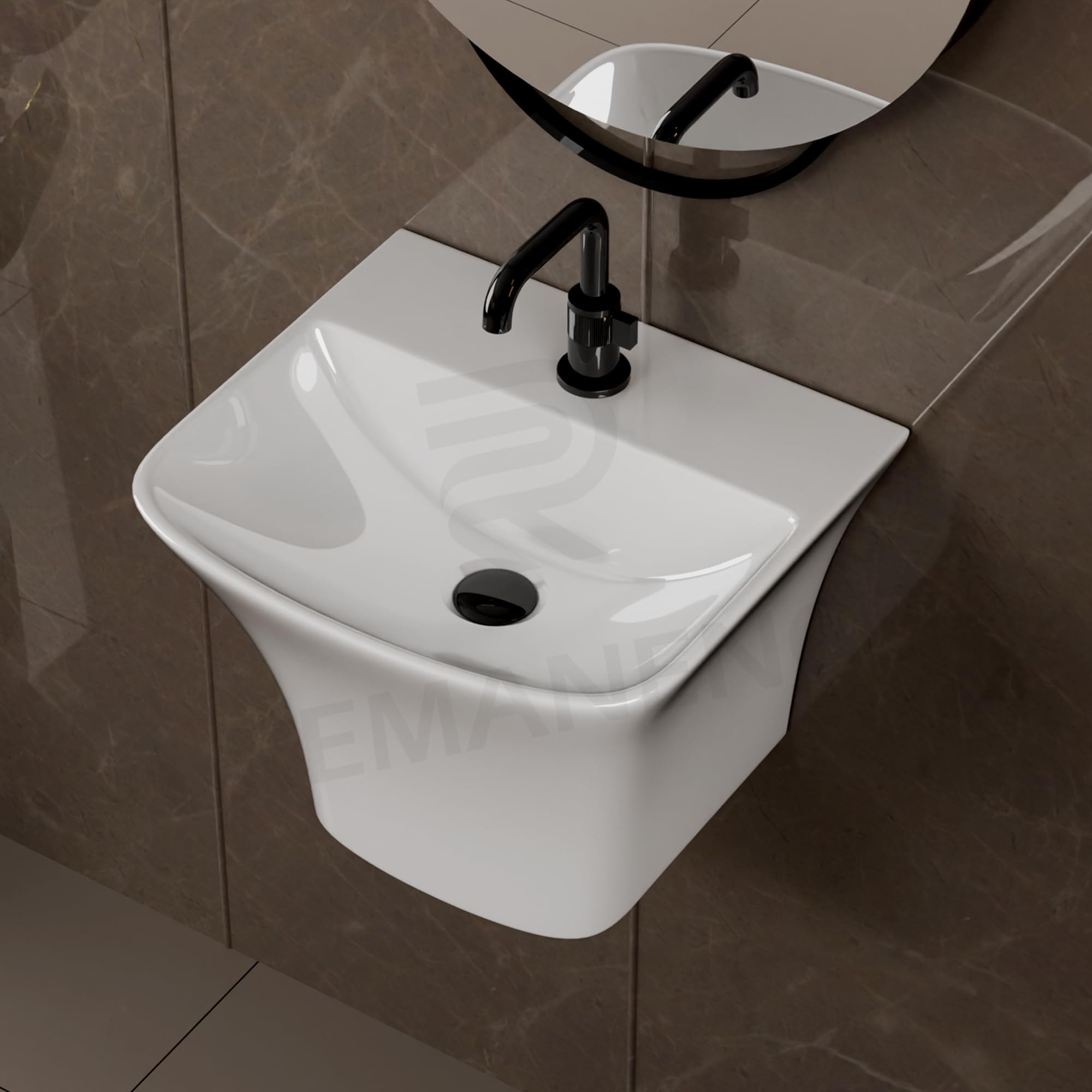 Luxury Wall Mounted Wash Basin - White Ceramic -4