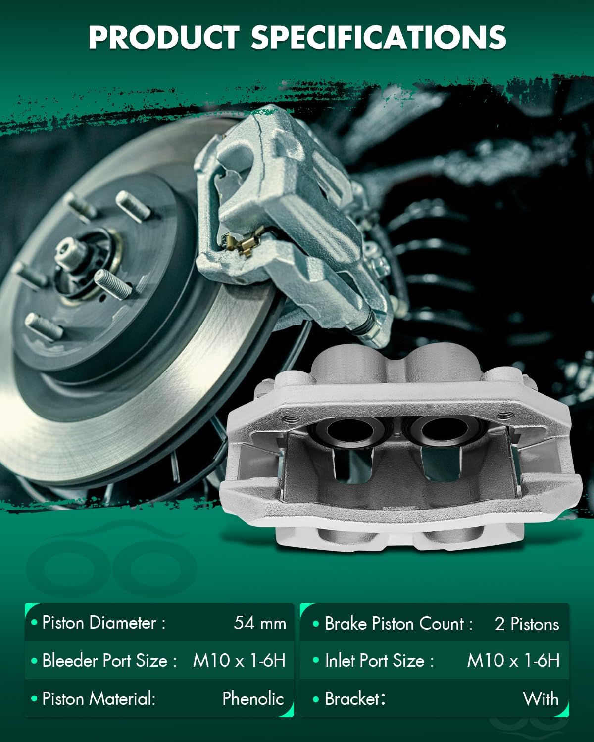 SCITOO 18B5055 Brake Piston Caliper Fit For Chrysler Aspen 2007-2009 For Dodge Dakota 2009-2010 For Dodge For Durango 2007-2009 For Dodge Ram 1500 2009-2010 For Ram 1500 2011-2018 For Ram Dakota 2011