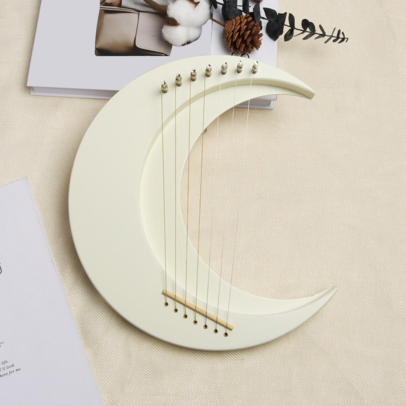 Stringa - Luna in legno, 7 corde, strumento musicale a , pianoforte folk | portatile, con chiave per accordatura per gli amanti della musica, pratica, esibizioni, viaggi, principianti, adulti e