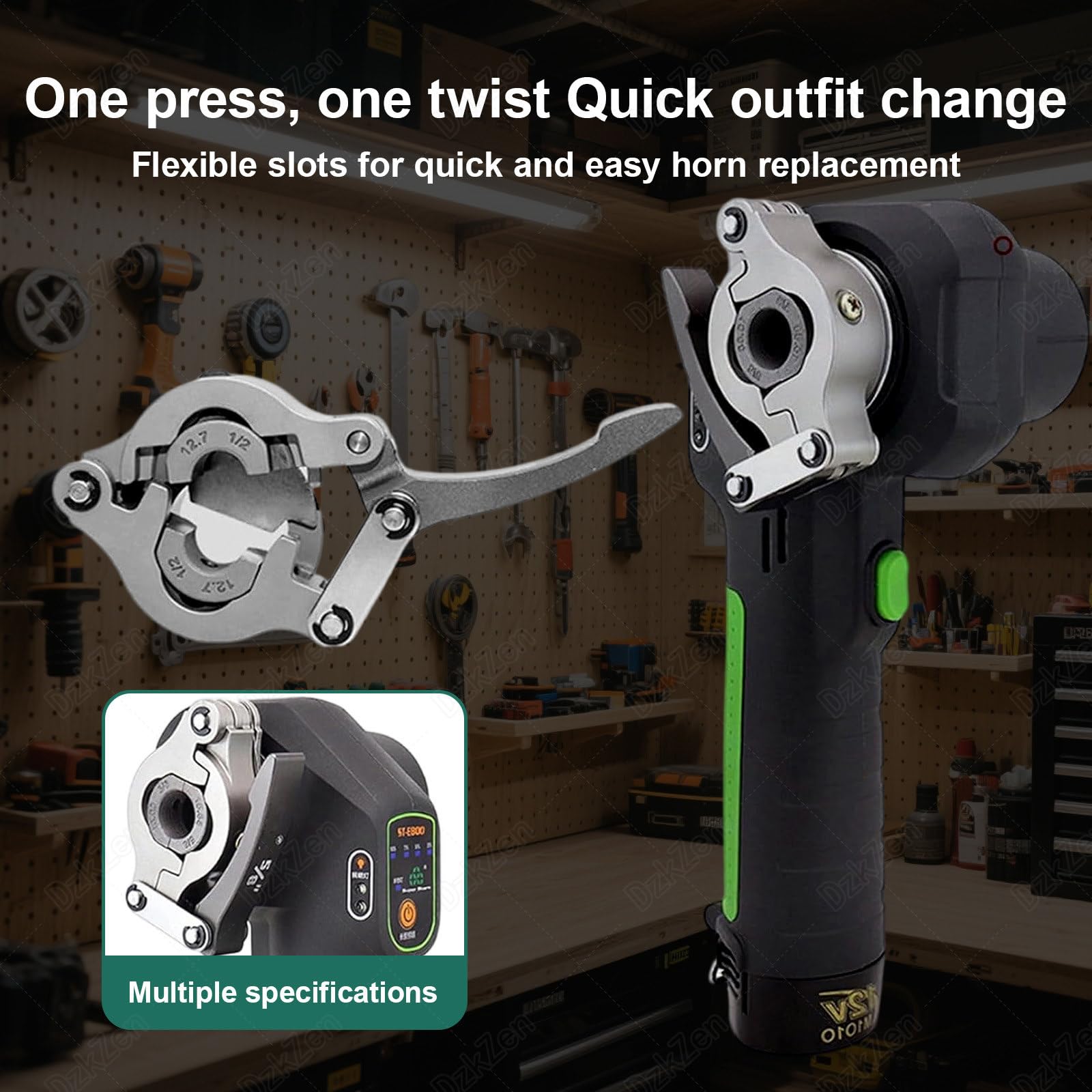 Kit di utensili elettrici per svasatura a 45° per tubi in rame, alluminio, ottone, 5 morsetti e luce da lavoro, adatto per tubi da 1/4" - 3/4", 2 batterie incluse