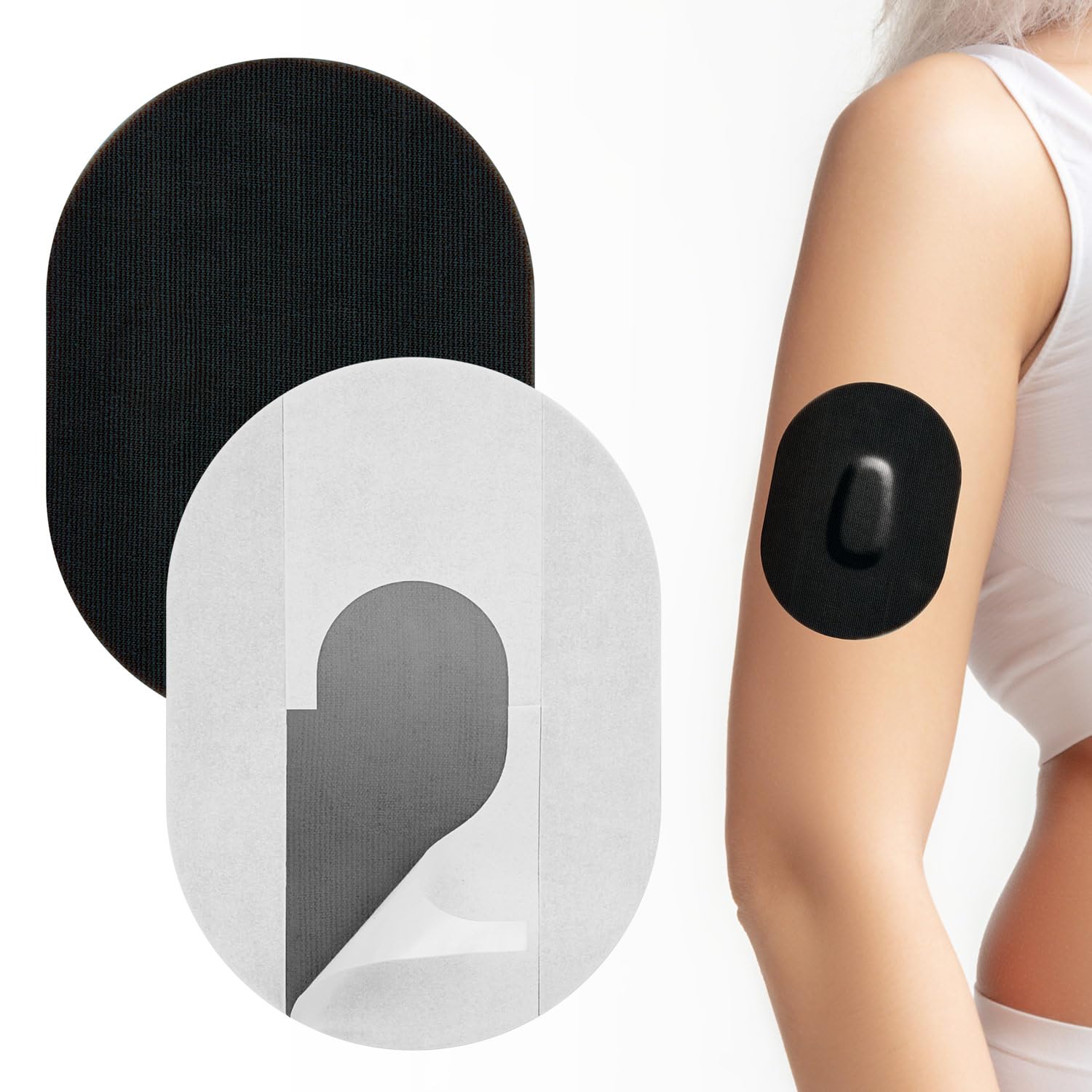 Leng Ke 20 PCS Dexcom G6 Adhesive Patches - Waterproof Patches for Dexcom G6, Pre-Cut Back Paper Strong Stick with No Glue in The Center (Black)