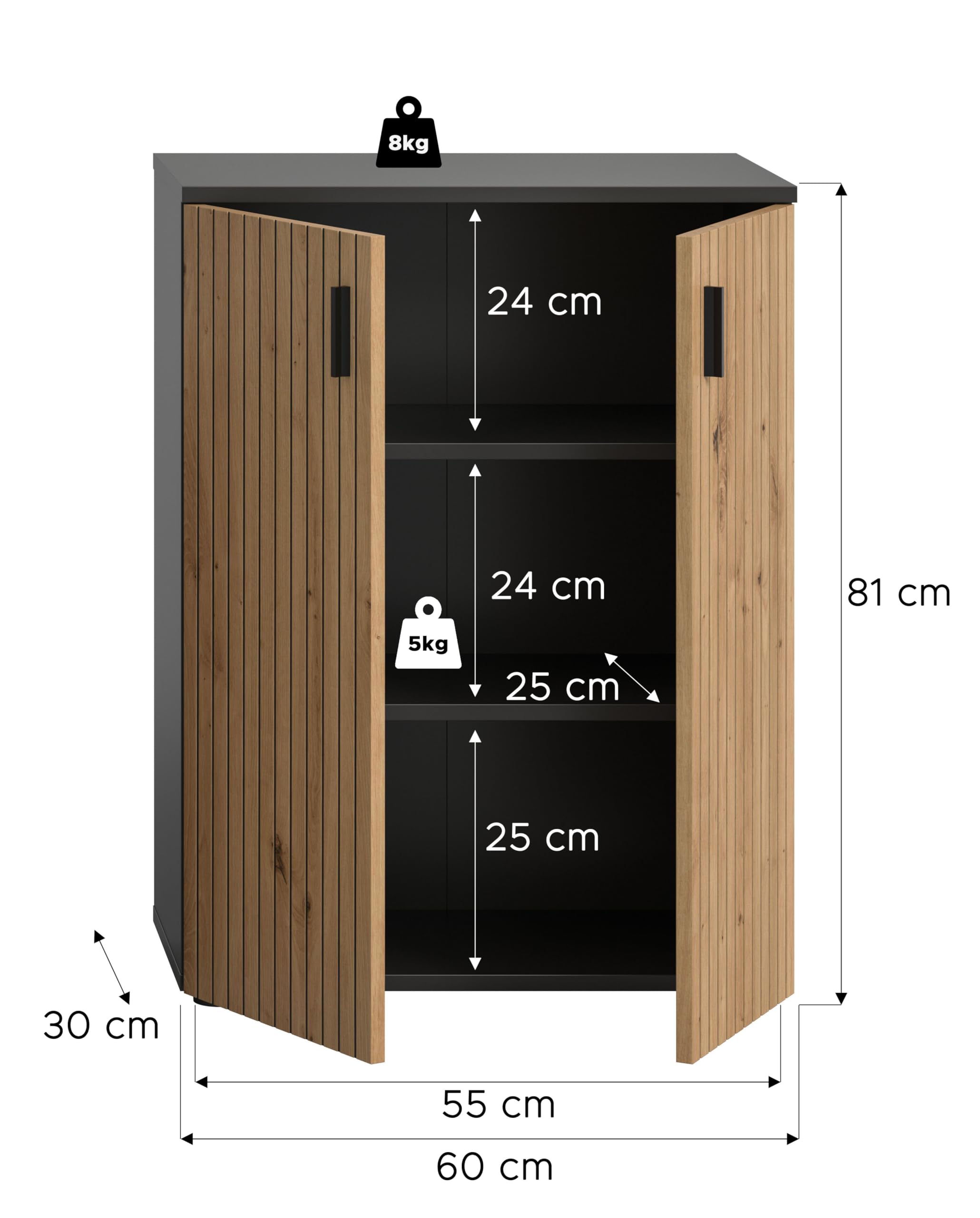 xonox.home – Badkamerkast Mone 30 x 192 x 30 cm in corpus en front Artisan Oak imitatie – houtkleurige badkamerkast hoge kast voor badkamer – modern en ruimtebesparend