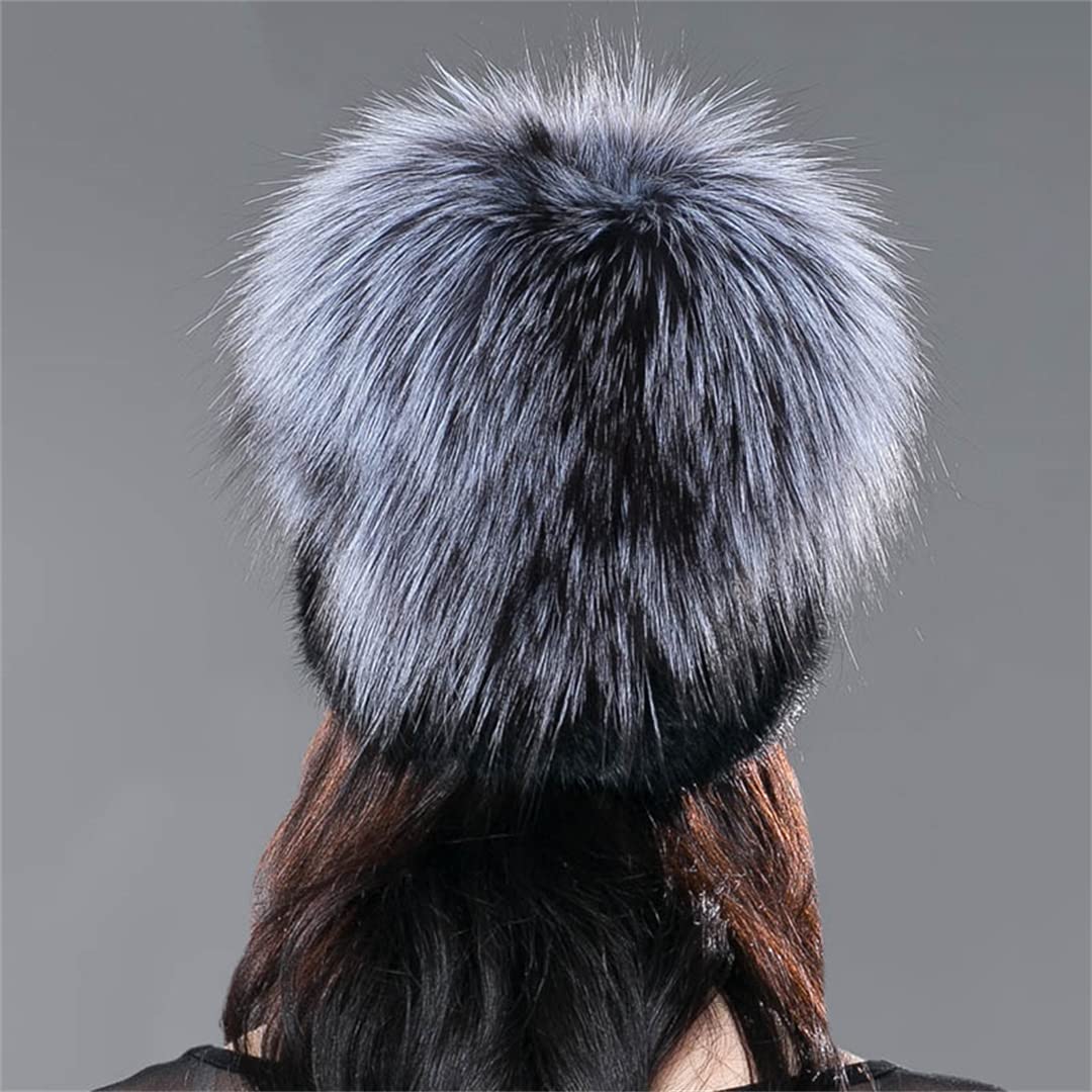 Sombreros de Piel de visón de Invierno para Mujer Gorros de Punto Gorros cálidos para Mujer Sombrero de Piel para Mujer
