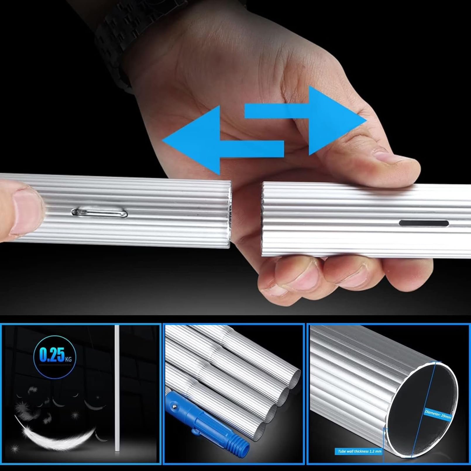 Limpiador de ventanas, cepillo para paneles solares, kit de lavado extensible para uso en interiores y exteriores, techos, revestimiento de casa, brillo eficiente sin rayas, perfecto para propietarios