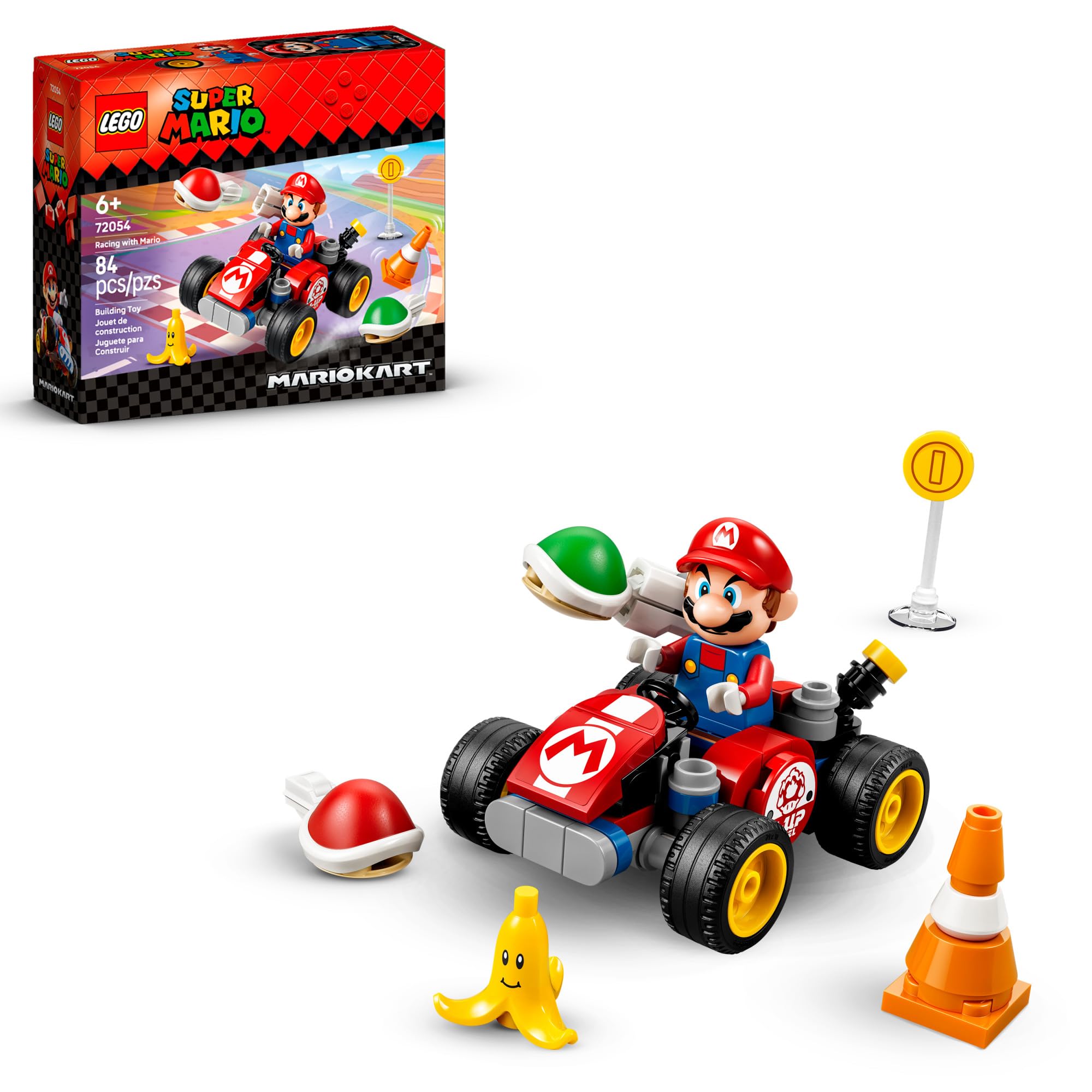 LEGO Super Mario: Mario Kart – Racing with Mario 72054 | Building Toy for Boys & Girls, Ages 6+, Pretend Play Set for Kids, Gift for Birthdays, 84 pieces, Includes Mario Minifigure