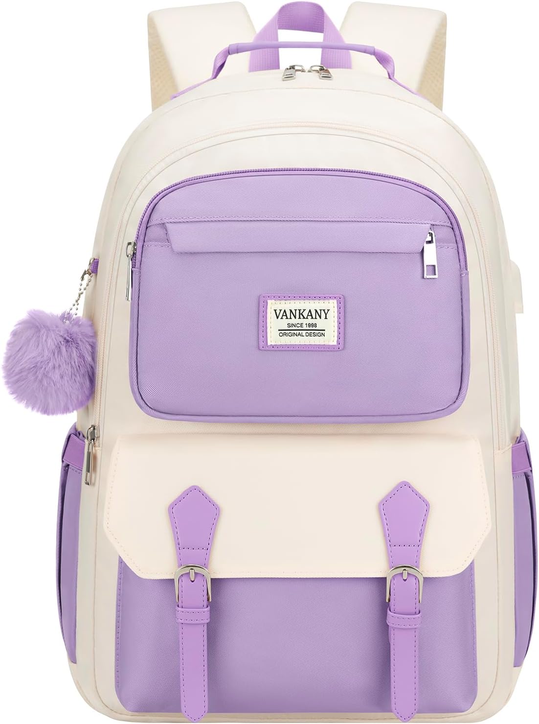 Girls Backpack, Aesthetic School Bookbag Large for Teens Middle High School Travel Cute Laptop Backpack for Women College Students Mochila Mujer, Purple