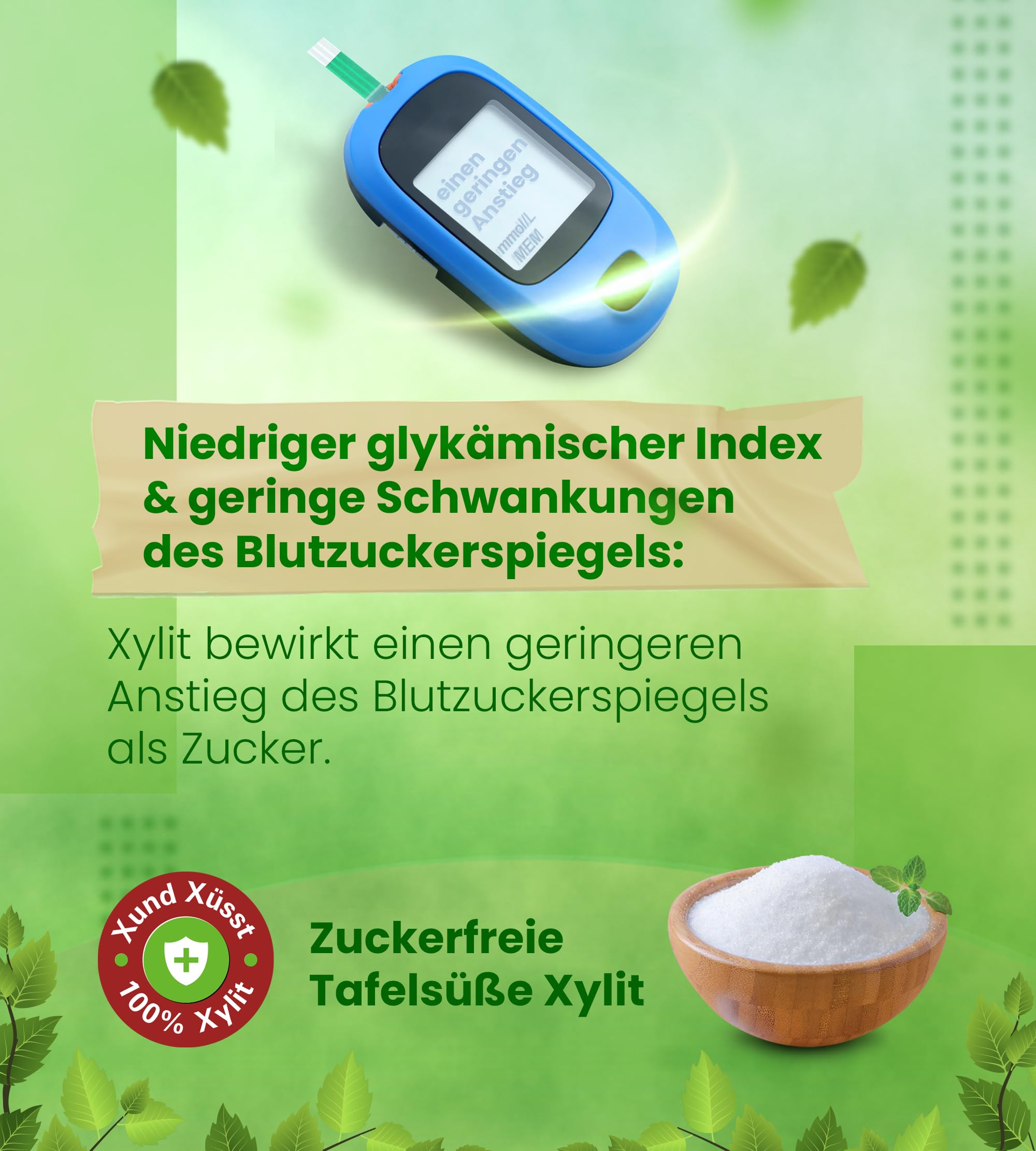 20kg Premium Xylit Birkenzucker | 20 x 1kg Standbeutel | 40% weniger Kalorien | zahnfreundlich | süßt 1:1 wie Zucker