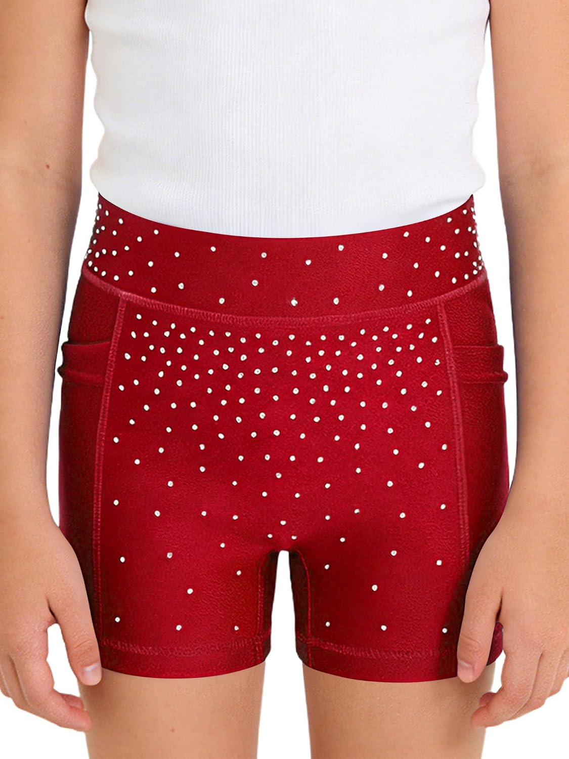 Yhong Kids Girls Ballet Dance Costume Gymnastics Performance Competition Outfits Rhinestone Dance Shorts