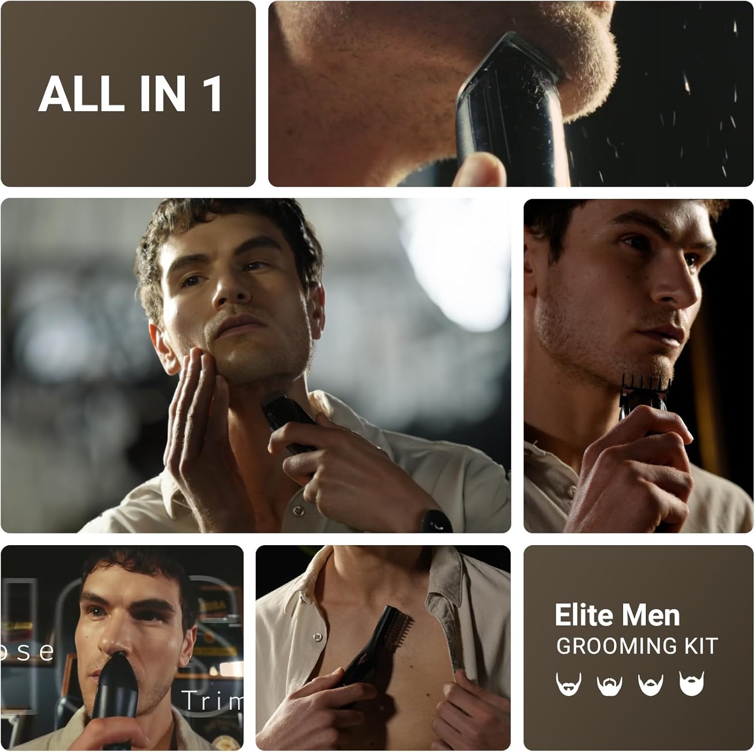Rechargeable Beard Trimmer for Men: Professional Barber Hair Clipper with Detachable Blade & Turbo Speed, 12-in-1 Cordless Grooming Kit, IPX6 Waterproof, Safety Lock, Father's Day gifts