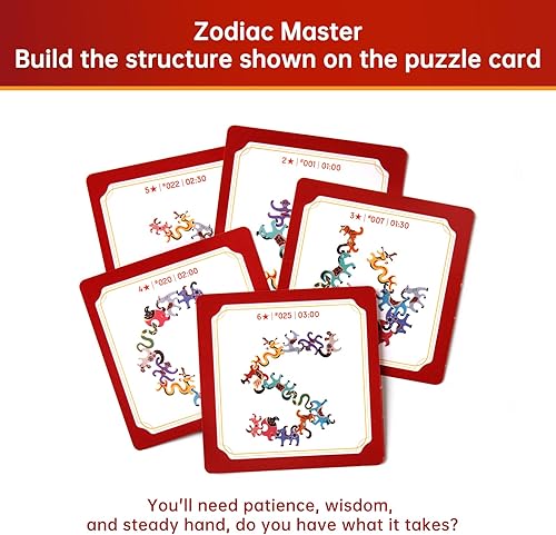 Miniatura 4 de Bruvoalon Juguetes de madera apilables para clasificación del zodiaco, juguetes Montessori para niños de más de 3 años, juego de competencia de