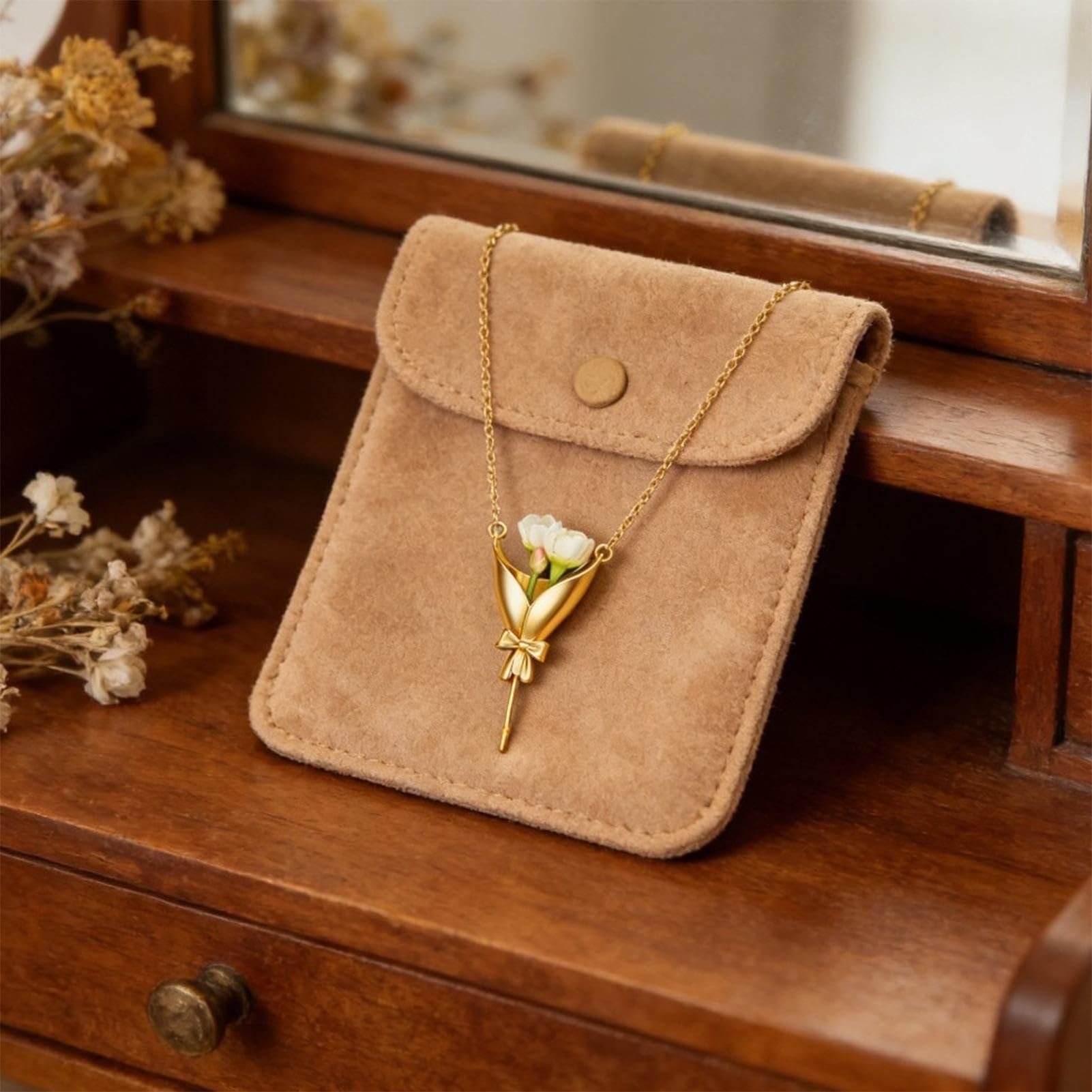 Kupfer Blumenanhänger Halskette Romantischer Blumenstrauß-Schmuck für Frauen