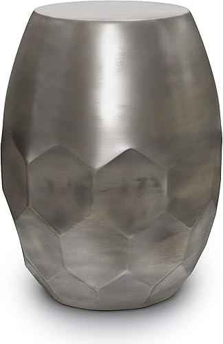 Miniatura 68 de SIMPLIHOME Morris - Mesa auxiliar de metal de aluminio fundido de 17 pulgadas de ancho en plata antigua, mesa de acento industrial con acabado en