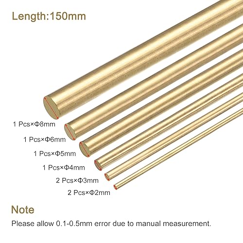 Miniatura 22 de MECCANIXITY Varillas de latón redondo de latón macizo, pasador de stock de 0.079 in a 0.315 in de diámetro surtido para varilla de latón de 11.811