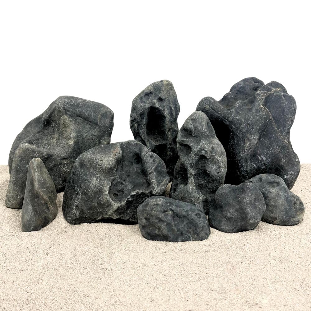 AquaOne Aquariumsteine Hakkai Stein I Natursteine 25 kg Mix Größe M-XL I Natürliche Aquascaping Steine für Naturaquarien, Biotope und Pflanzenbefestigung