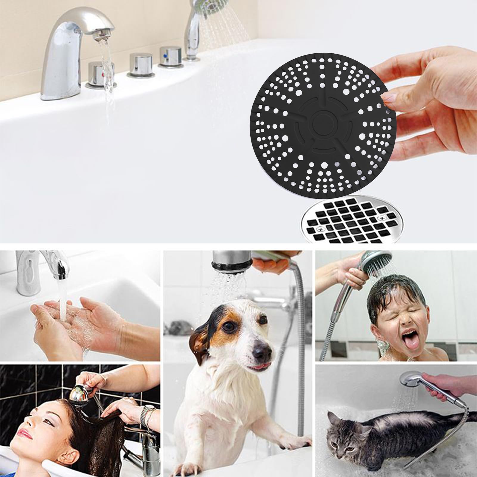 Sourcing Map Acchiappacapelli Per Scarico Doccia In Acciaio Inox 304 - Filtro Rotondo 12,4 Cm Con Maniglia Staccabile, Anti-Intasamento Per Bagno E Cucina