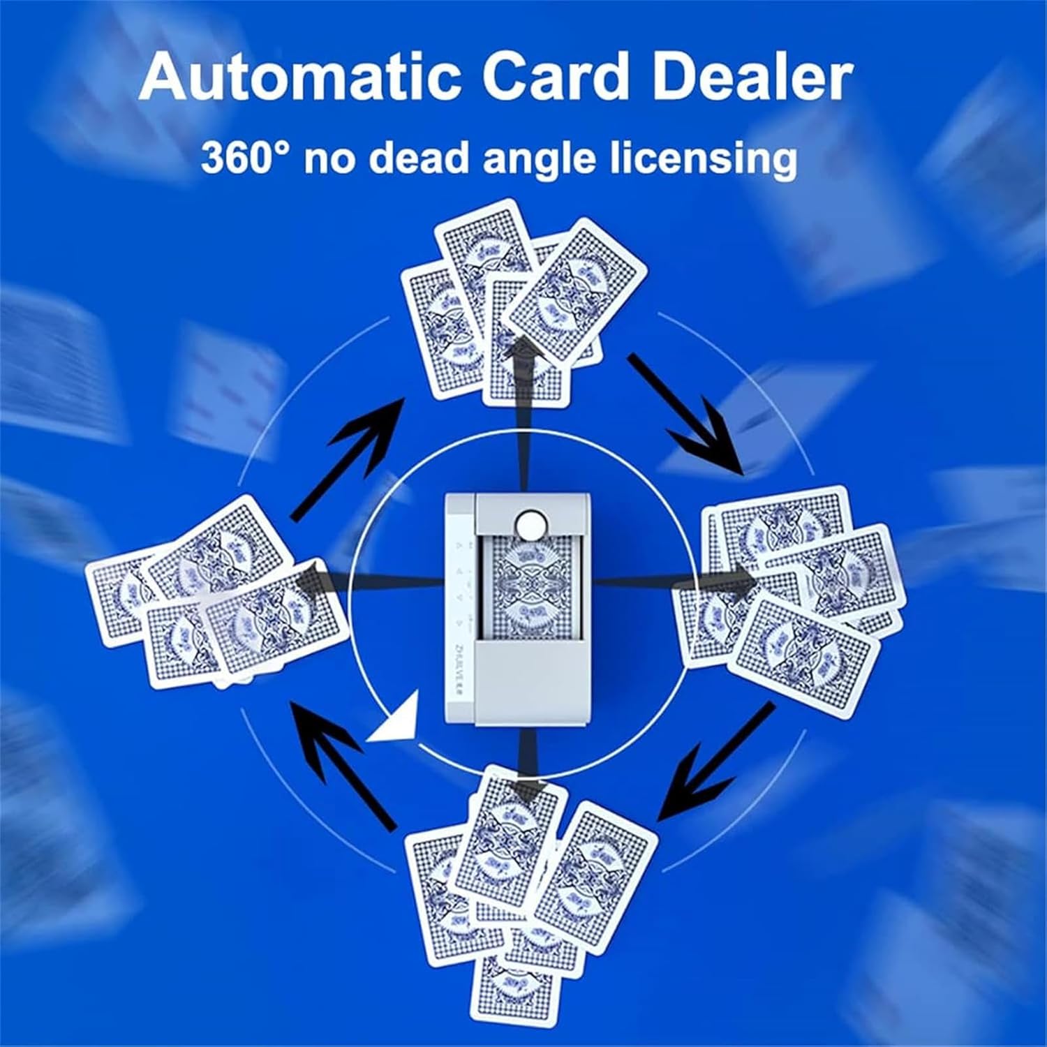Automatic Card Dealer Machine, 360° Rotating Card Dealer Robot Poker Machine, Casino Playing Card Table Accessories, Maximum Deal 2 Decks, No Shuffle Function