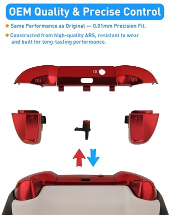 TOMSIN LB RB Bumper Button Replacement Kit for Xbox Elite Series 2 Controller, Shoulder Trigger Button Parts with Bluetooth Button and Tools(Red)