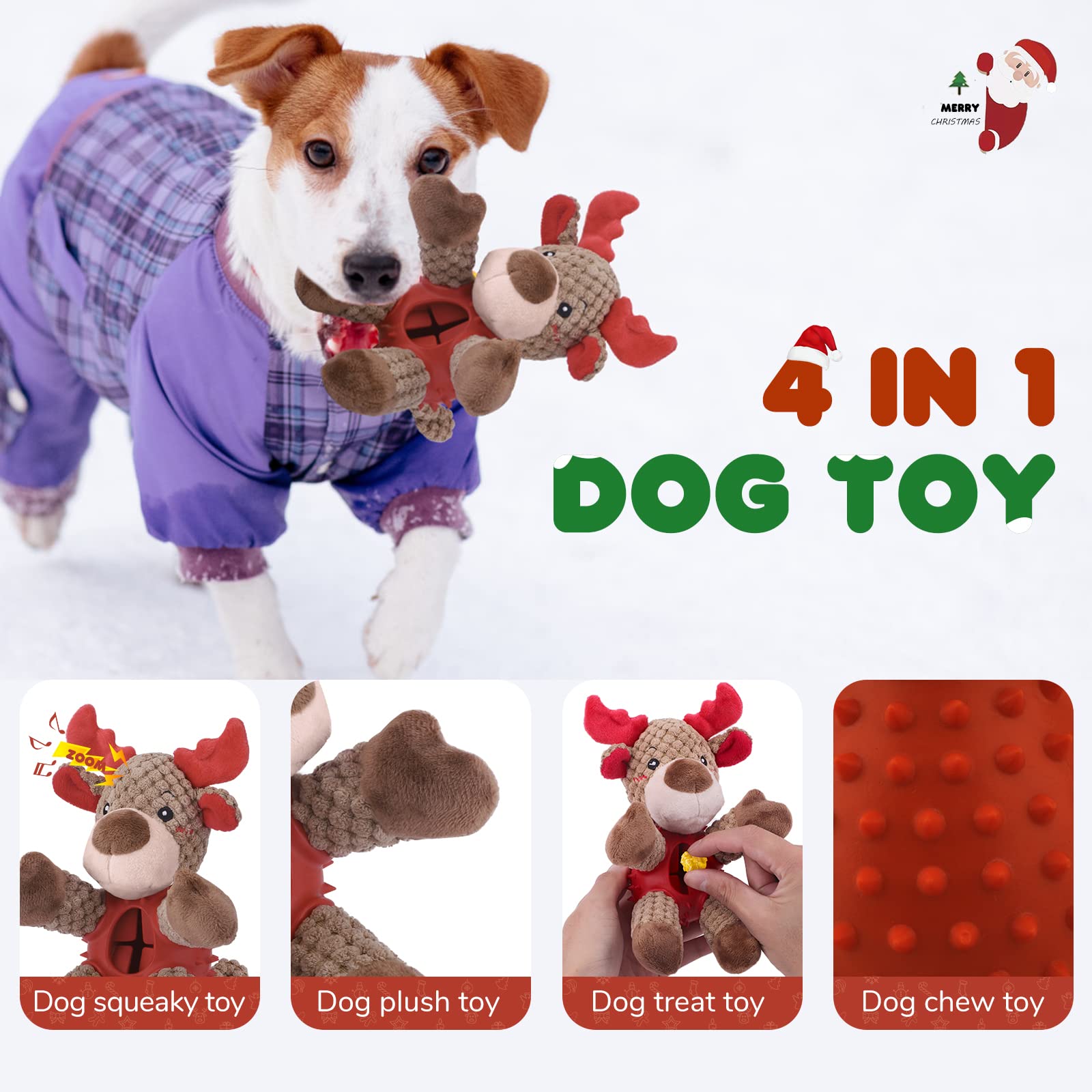Weihnachtliches Hundespielzeug – 5er-Set Quietsch-Kauspielzeug Für Welpen & Hunde, Zahnreinigung