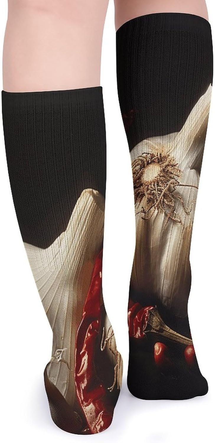 5 Pairs Knee High Socks Garlic Food Long Tube Boot Seamless Toe