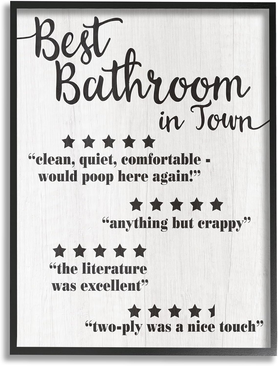 Stupell Industries 'Five Star Bathroom Funny Word Black and 