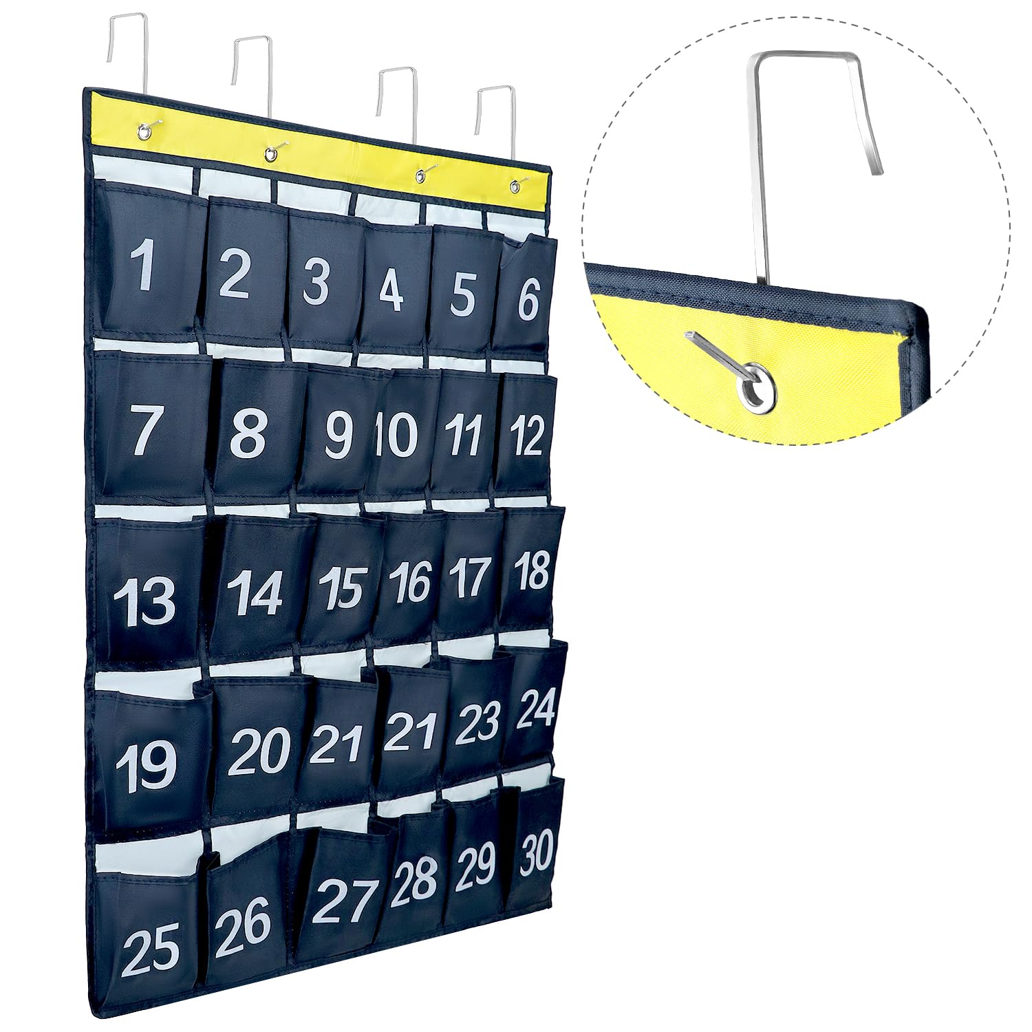 QWORK® Bolsa de Almacenamiento con 30 Bolsillos - Organizador y Soporte para teléfono móvil que Ahorra Espacio (Azul Marino, 79 x 60 cm)