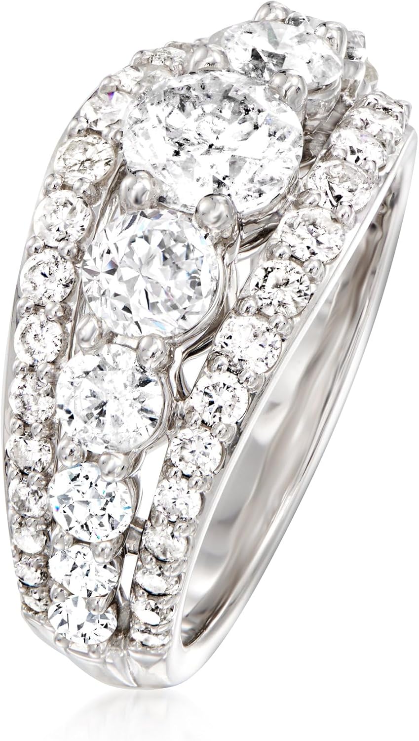Ross-Simons 3.00 ct. t.w. Diamond Multi-Row Ring in 14kt White Gold - Image 3