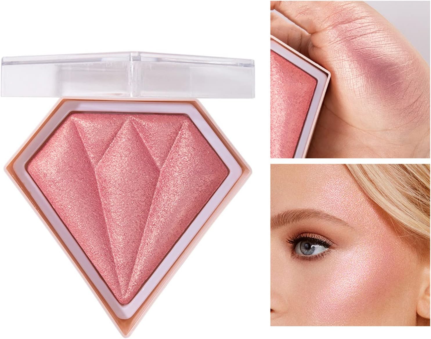 Powder Highlighters Makeup,Highly pigmented Powder Highlighter,Bronzer and Highlighter Palette,Highlighting Powder for a Radiant Finish,Silky and Shimmery Effect (Pink)
