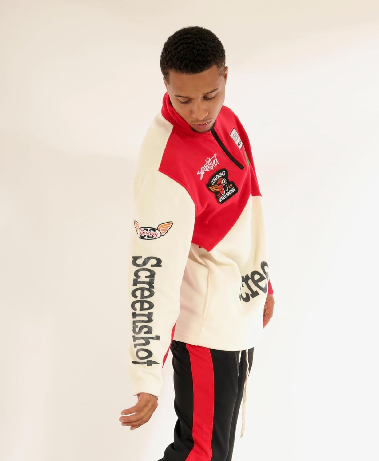 SCREENSHOT FLEECE HOODIE 3202 Mens Urban Streetwear Graffiti Embroidery Patch Fleece Pullover Hoodie Sweatshirt Top - Image 5